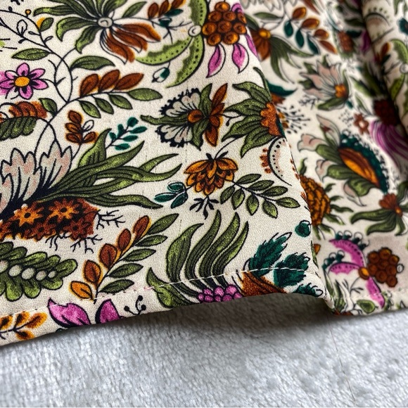 Maeve Smocked High Neck Ruffle Floral Print Blouse Size 10 - Picture 4 of 9